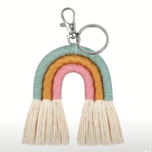 NWT handcrafted Rainbow Bag Charm/ Keychain  -Green,Gold, and Pink